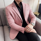 Seda brilhante mil pássaro grade terno jaqueta estilo coreano moda de negócios fino ajuste único breasted masculino festa social vestido casacos