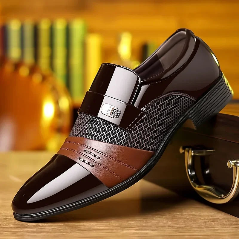 Clássico vestido de negócios sapatos masculinos formal deslizamento em sapatos masculinos oxfords calçados elegantes sapatos de couro para homens mocassins vinho vermelho