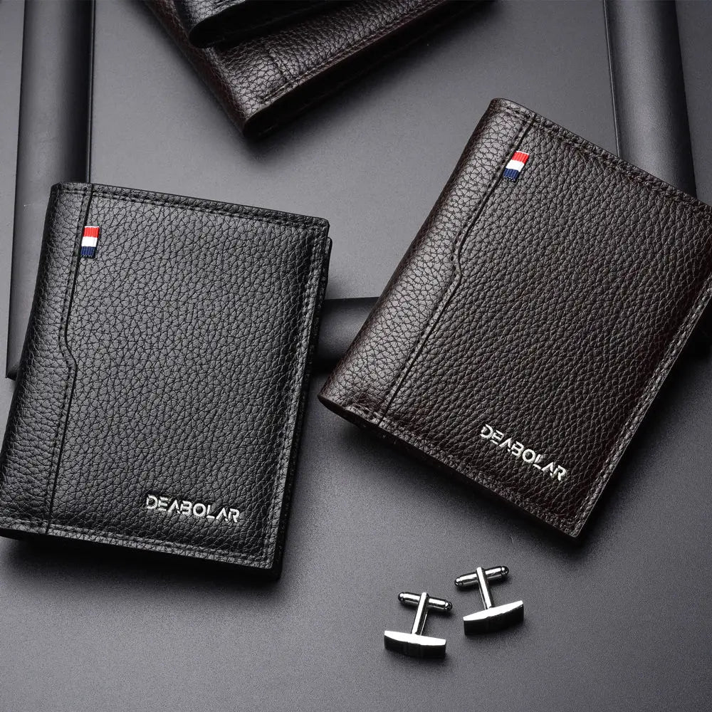 Carteira masculina de couro PU com estampa de lichia, cor sólida, presente de aniversário masculino