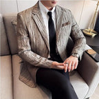 Nova moda de seda catiônica blazers casuais estilo coreano fino terno casacos homens moda negócios fino ajuste vestido de casamento social jaqueta