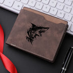 Carteira curta masculina com padrão de tubarão couro PU retrô design casual carteira com slot para vários cartões para jovens estudantes