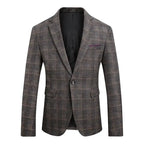 Estilo britânico vintage xadrez blazer masculino casual fino ajuste terno jaqueta único botão negócios blazer social plus size M-5XL hombre