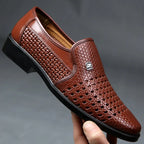 Primavera homens mocassins de couro sapatos masculinos verão oco respirável oxfords homem sapatos casuais deslizamento em sapatos de vestido formal para homem