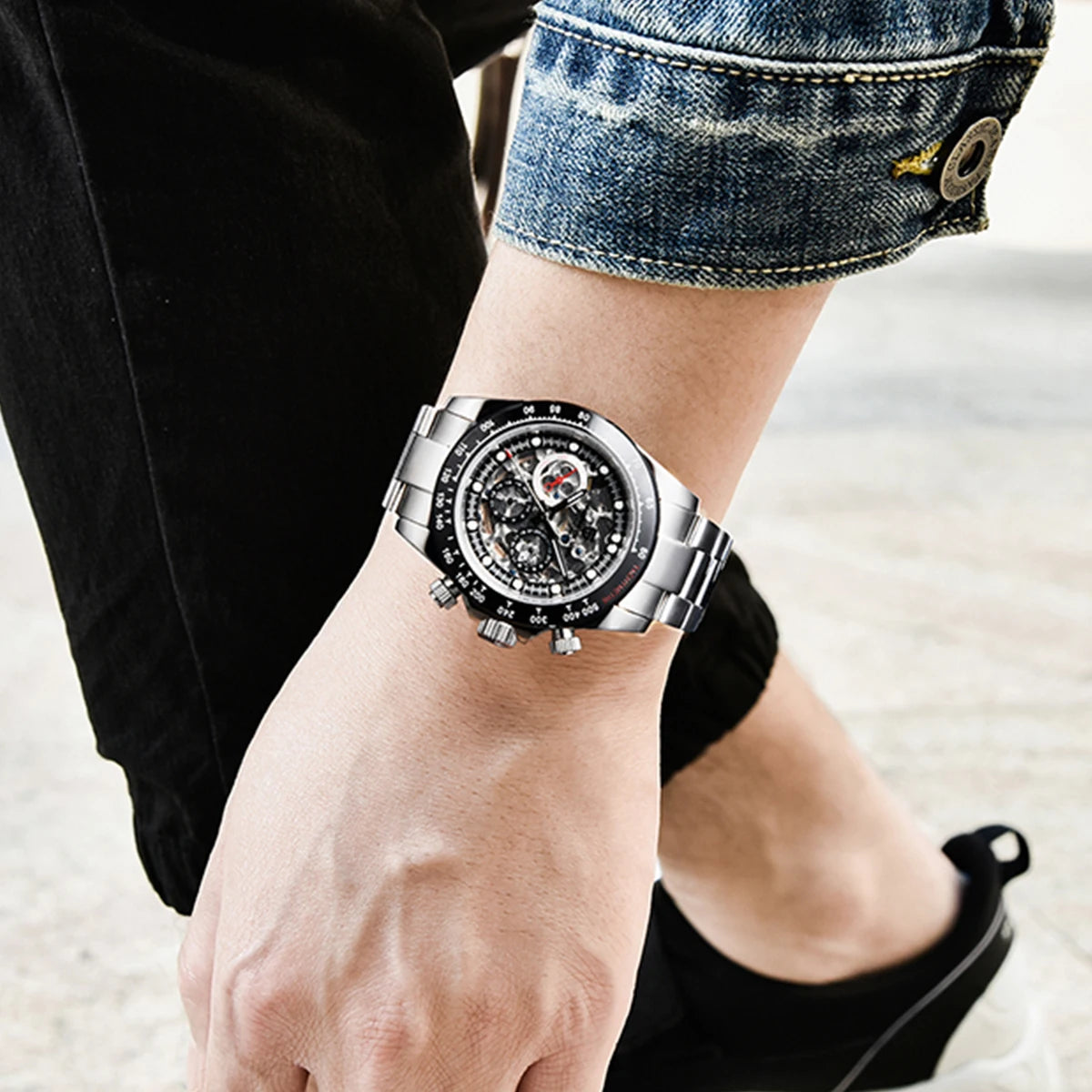 Pagani design topo super marca relógio mecânico automático masculino moldura de cerâmica arco-íris negócios relógio à prova dwaterproof água relogio masculino