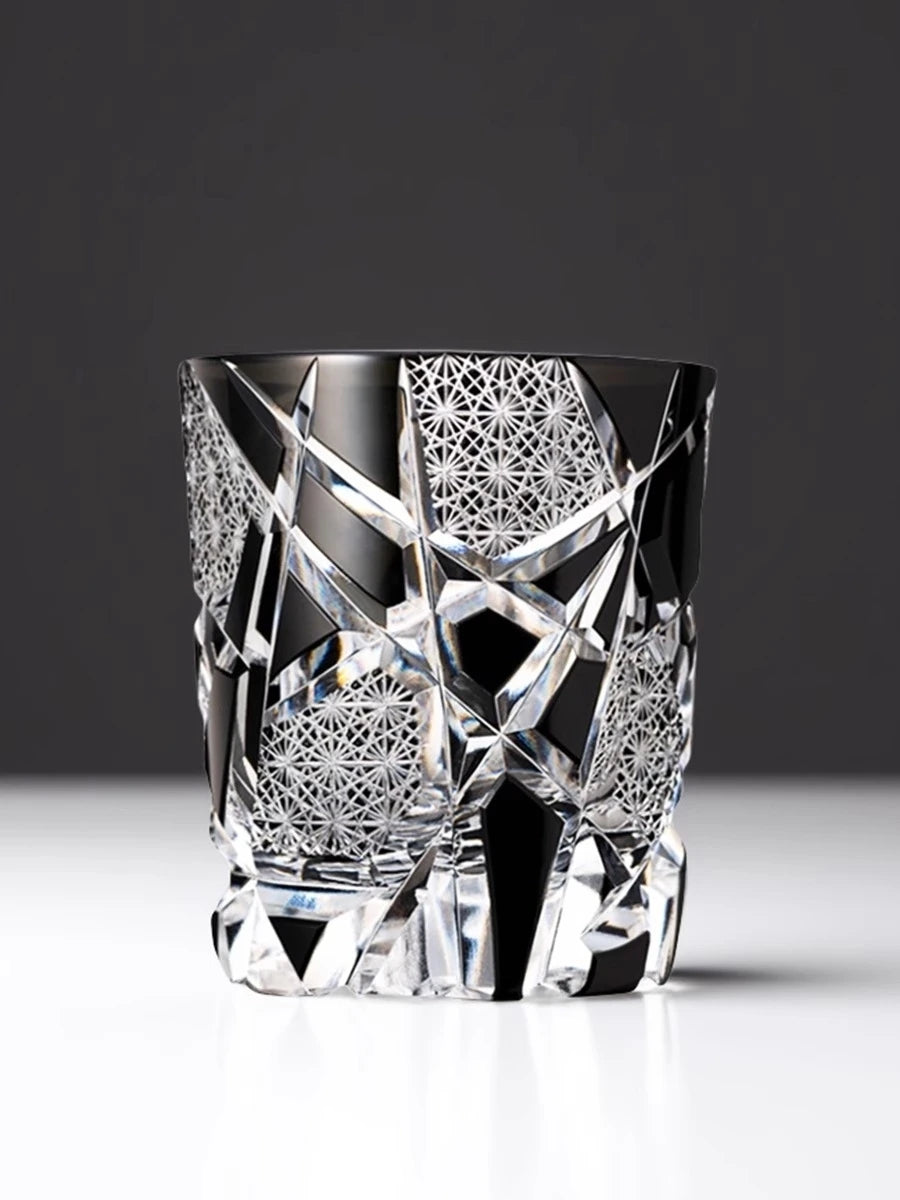 Escultura fina legal preto piscando relâmpago edo kiriko cristal ware copo de vinho qualidade superior copo de uísque cerveja caneca de água presentes do pai