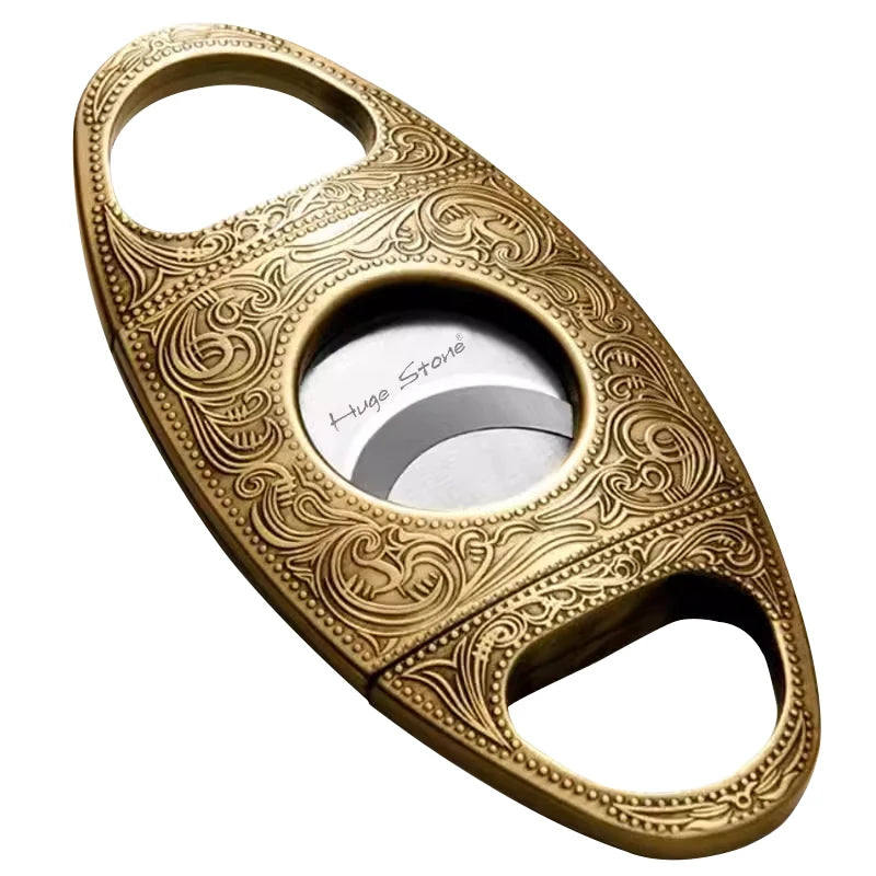Cortador de charutos, perfurador de charutos de corte duplo de aço inoxidável, cortadores de gravura floral para homens - gravar fumar