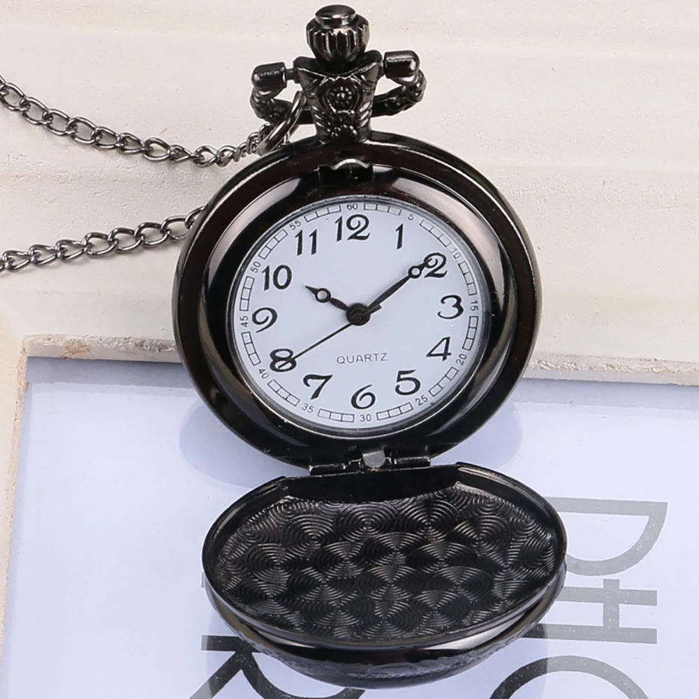 Preto e branco tai chi botão de pressão relógio de bolso de quartzo yin yang jóias steampunk tamanho médio colar corrente collectibles presentes
