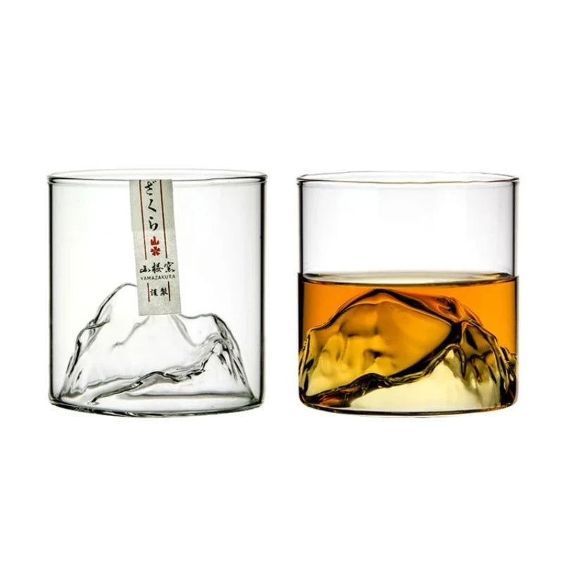 Japão 3d montanha uísque vidro glaciar antigo uísque rock copos uísque-vidro caixa de presente de madeira copo de vodka copo de vinho