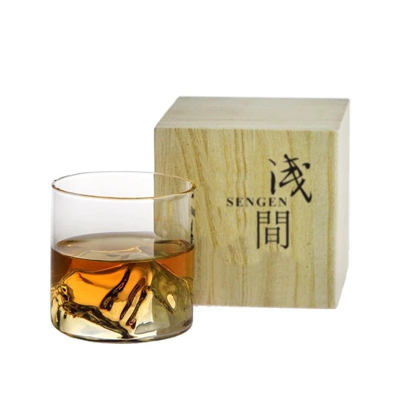 Japão 3d montanha uísque vidro glaciar antigo uísque rock copos uísque-vidro caixa de presente de madeira copo de vodka copo de vinho