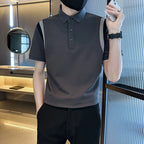 2025 verão nova emenda cor manga curta polos camisa de alta qualidade dos homens seda gelo fino ajuste casual camiseta roupas masculinas 4xl