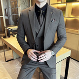 (Jaquetas + calças + colete) terno masculino listrado de luxo versão coreana moda elegante fino ajuste smoking formal noivo casamento ternos sociais