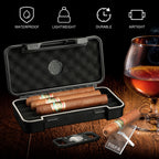 Estojo umidificador de viagem para charutos com cortador de charutos e suporte para charutos, umidificador de charutos portátil, caixa à prova d'água, conjunto de presente para homens