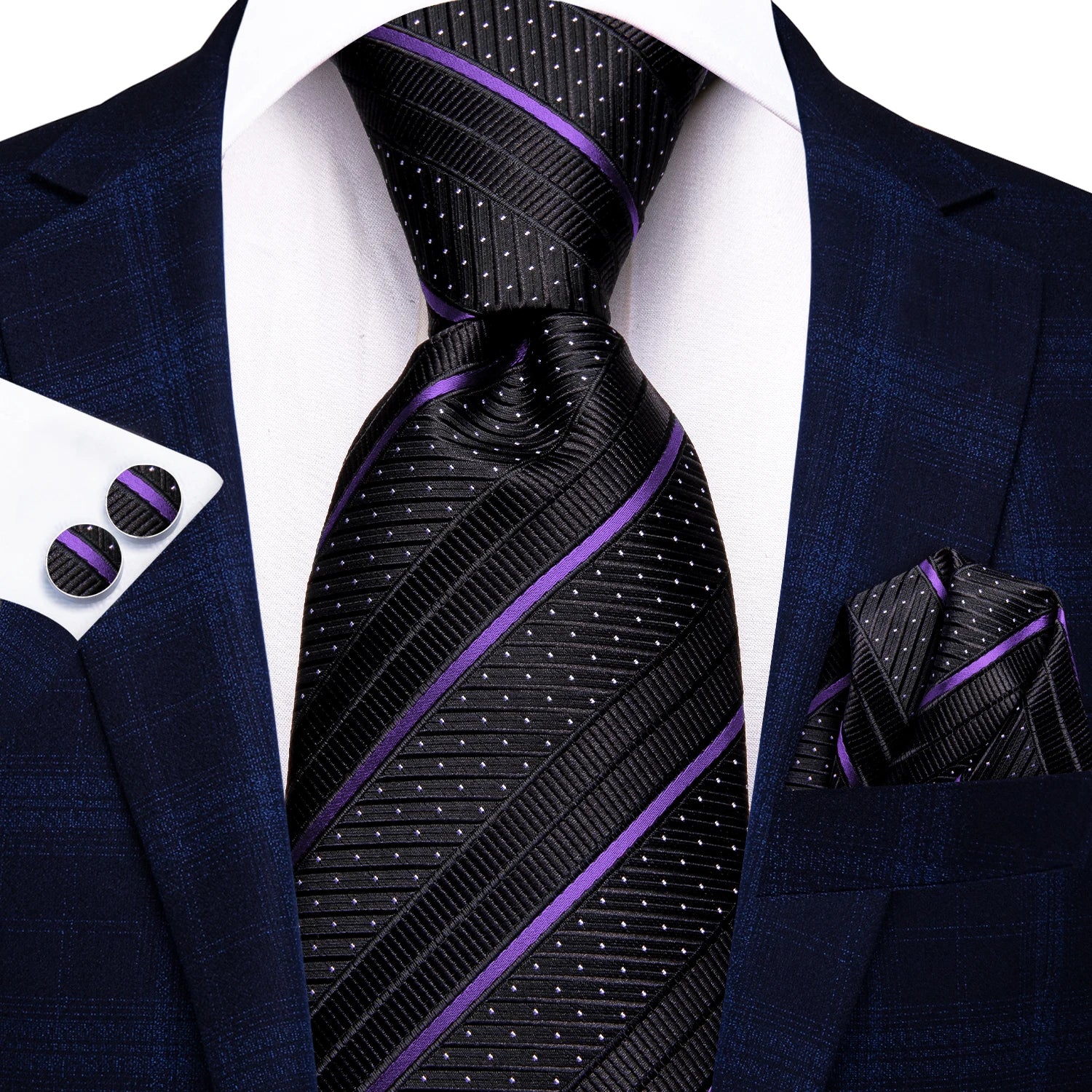 Hi-tie moda 8.5cm preto cinza floral masculino elegante gravata lenço abotoaduras conjunto acessórios de festa de casamento presente para homem gravat