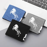 Carteira curta masculina casual de lona dobrável dupla com vários compartimentos para cartões de crédito e identidades