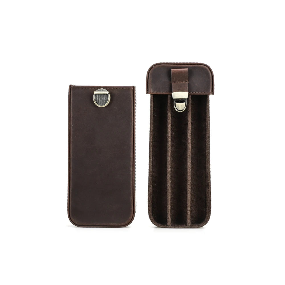 Caixa de charuto portátil de luxo com fivela de latão Humidor Cigar Box Estojo de couro para fumar Acessórios de armazenamento Compartimentos 3 ou 6 slots