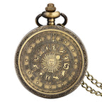 Vintage bronze chinês retro tai chi fofoca banish mau sorte relógio de bolso de quartzo colar pingente melhor amigo amizade jóias