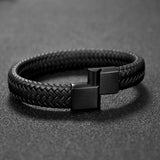 Pulseira aberta de couro masculina retrô, corda de mão de couro tecido simples de vários tamanhos, presente para esportes ao ar livre