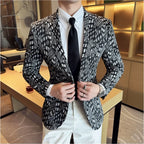 Jaqueta de malha camuflada masculina, blazer casual de negócios, blazer fino, casacos de casamento, luxo coreano, alta qualidade, novo, 2022