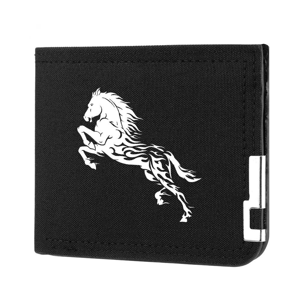 Carteira curta masculina casual de lona dobrável dupla com vários compartimentos para cartões de crédito e identidades