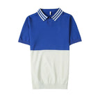 Camiseta polo masculina emendada com gola v, alta qualidade, manga curta, seda gelada, elasticidade, camiseta casual de lapela, 3XL-M, verão, 2023