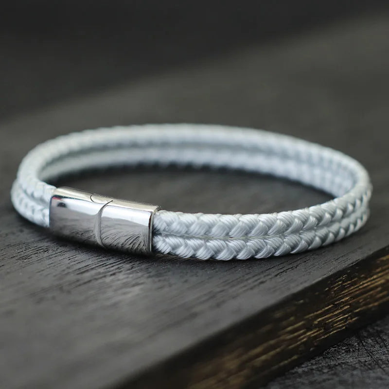 Noter masculino corda pulseira unfading aço inoxidável magentic braclet acampamento masculino acessórios pulsera tela melhor presente para namorado