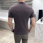 Polo com decote em v respirável masculino, manga curta, slim fit, camiseta monocromática, roupas de streetwear, nova moda, verão, 4XL, 2022