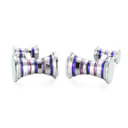 Abotoaduras de camisa francesa masculina, Material Cobre, Cilíndrico, Azul, Roxo, Martelo, Marca Fashion, Acessórios de Vestuário