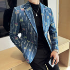 2025 novo luxo denim jacquard terno casacos moda masculina fino ajuste terno casual festa de negócios casaco uniforme casamento social fraque