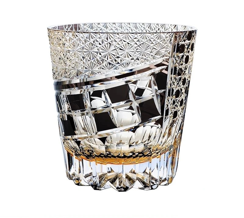 Estilo retro japonês dragão olhos edo kiriko copo mão gravar cristal wineglass presentes de alta qualidade uísque licor vidro brandy snifter
