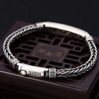 Nova cor de prata corda de cânhamo quilha masculina 4mm pulseira maré de prata moda all-match casual retro artesanal estilo chinês jóias