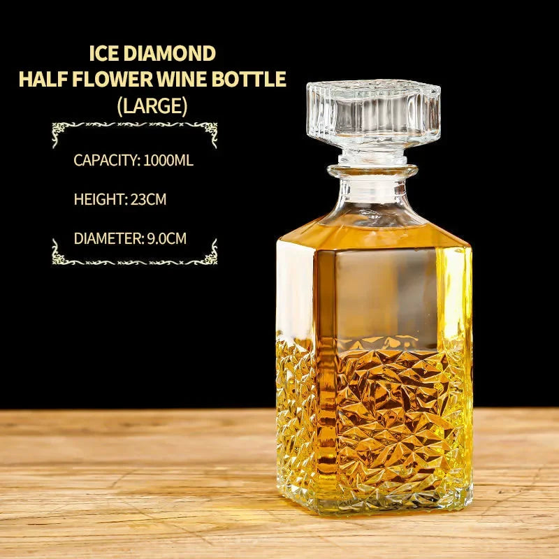 Dispensador de decantador quadrado de alta qualidade, 800-1000ml, garrafa de vidro de cristal, vinho com tampa de parafuso, aerador, espelho, jarro, presente, decoração de bar