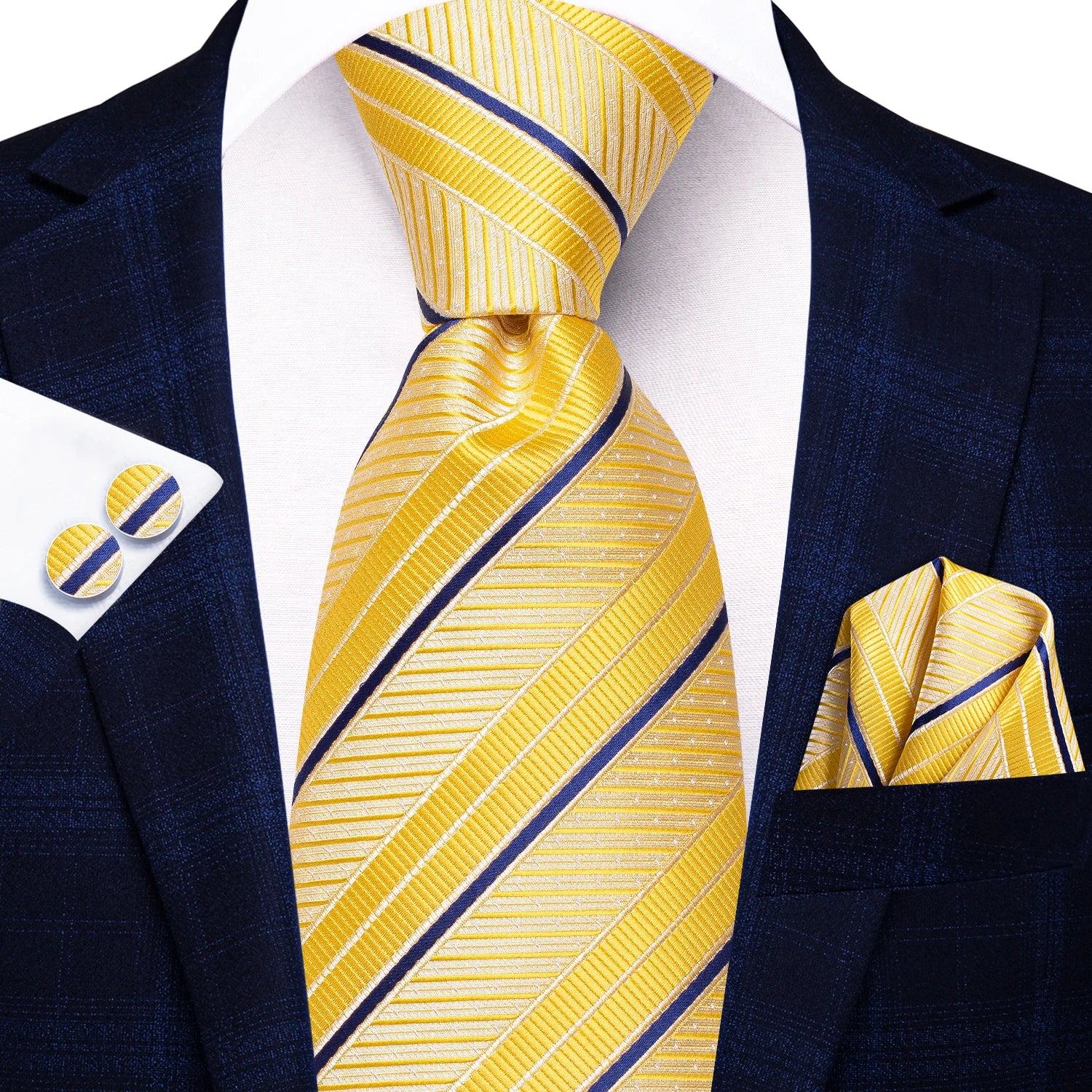 Hi-tie listrado borgonha azul preto masculino elegante gravata lenço abotoaduras 3 pçs conjunto moda clássico seda gravata de luxo para homem