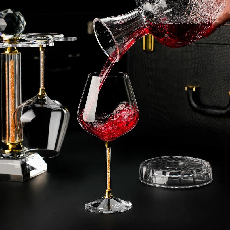 Decantador rotativo de cristal de ouro, copo de vinho luxuoso leve high-end, Gyro Decanter, 1500ml