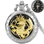 Vintage preto fullmetal alchemist relógio de bolso quartzo steampunk popular edward elric colar corrente fãs cosplay anime relógios