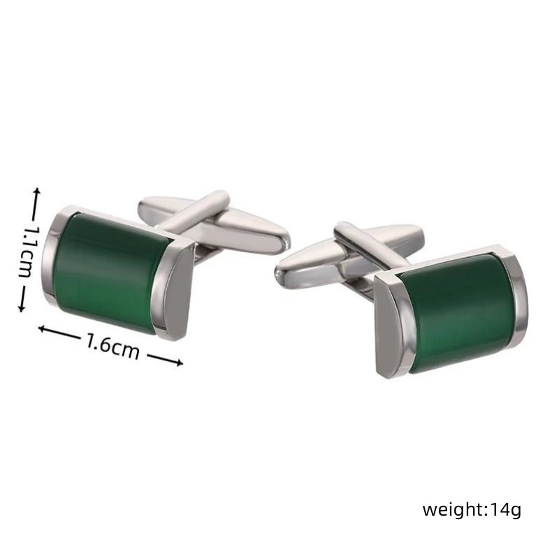 Abotoaduras curvas redondas de zircão para homens, acessórios elegantes, camisa francesa, material verde, atacado