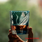 Japonês mão gravura pinheiro guindaste edo kiriko cristal copo de uísque trabalho da arte copo vinho brandy snifter saquê caneca copo de licor
