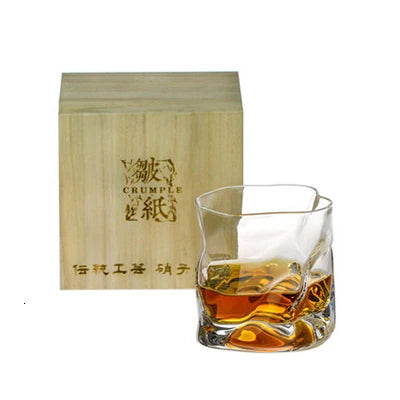 Japonês edo designer amassado papel forma irregular cristal facetado der whiskybecher uísque rocha vidro arte copo de vinho